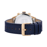Tommy Hilfiger Henry Chronograph Quartz Blue Dial Blue Leather Strap Watch For Men - 1710475 Authentic Buy Shop Now