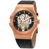Maserati Potenza Automatic Skeleton Black Dial Black Leather Strap Watch For Men - R8821108039 Authentic Buy Shop Now