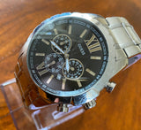 Guess Chronograph Black Dial Silver Steel Strap Watch for Men - W0193G2 Authentic Buy Shop Now