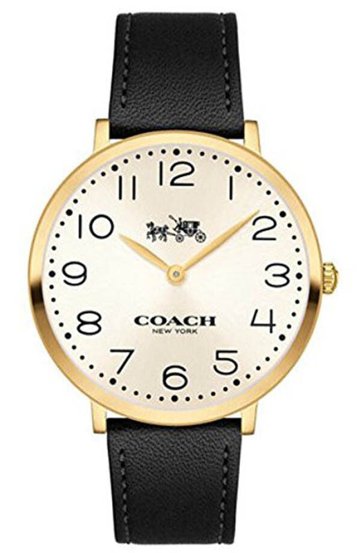 Coach Slim Easton White Dial Black Leather Strap Watch for Women - 14502683 Authentic Buy Shop Now