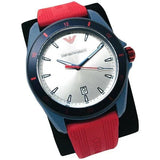 Emporio Armani Sigma Silver Dial Red Silicone Strap Watch for Men - AR11219 Authentic Buy Shop Now