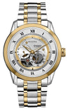 Bulova BVA Skeleton Silver Dial Two Tone Steel Strap Watch for Men - 98A123 Authentic Buy Shop Now