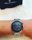 Maserati Triconic Chronograph Black Dial Silver Steel Strap Watch For Men - R8873639002 Authentic Buy Shop Now