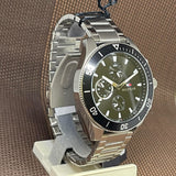 Tommy Hilfiger Larson Multifunction Black Dial Silver Steel Strap Watch For Men - 1791916 Authentic Buy Shop Now
