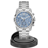 Guess Commander Chronograph Blue Dial Silver Steel Strap Watch for Men - GW0056G2 Authentic Buy Shop Now