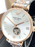Emporio Armani Gianni T-Bar Analog White Dial Two Tone Steel Strap Watch For Women - AR60019 Authentic Buy Shop Now