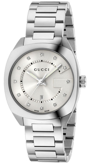 Gucci GG2570 Diamonds White Dial Silver Steel Strap Watch For Women - YA142403 Authentic Buy Shop Now