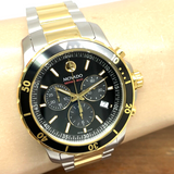 Movado Series 800 Chronograph Black Dial Two Tone Steel Strap Watch For Men - 2600146 Authentic Buy Shop Now