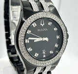 Bulova Crystal Collection Black Dial Two Tone Steel Strap Watch for Men - 98K101 Authentic Buy Shop Now