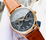 Citizen Eco Drive Multi Function Day & Date Black Dial Brown Leather Strap Watch For Men - AO9003-08E Authentic Buy Shop Now