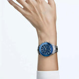 Swarovski Octea Lux Sport Chronograph Blue Dial Silver Steel Strap Watch for Women - 5610481 Authentic Buy Shop Now