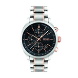 Hugo Boss Grand Prix Black Dial Two Tone Steel Strap Watch for Men - 1513473 Authentic Buy Shop Now