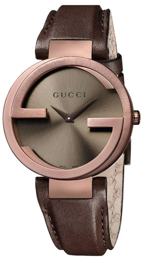 Gucci Interlocking Brown Dial Brown Leather Strap Watch For Women - YA133309 Authentic Buy Shop Now