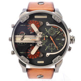 Diesel Mr Daddy 2.0 Chronograph Black Dial Brown Leather Strap Watch For Men - DZ7332 Authentic Buy Shop Now