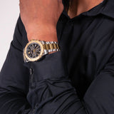 Movado Series 800 Chronograph Black Dial Two Tone Steel Strap Watch For Men - 2600138 Authentic Buy Shop Now