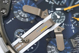 Diesel Big Daddy 2.0 Chronograph Blue Dial Grey Steel Strap Watch For Men - DZ7331 Authentic Buy Shop Now
