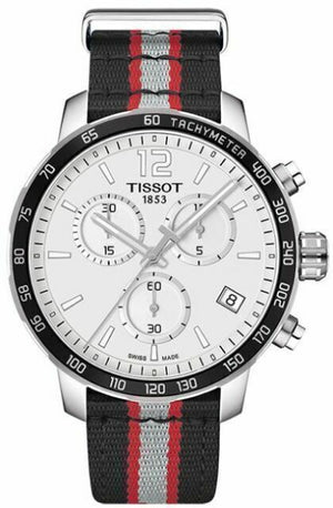 Tissot Quickster Chronograph NBA Toronto Raptors White Dial Two Tone NATO Strap Watch for Men - T095.417.17.037.16 Authentic Buy Shop Now