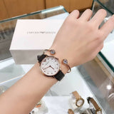 Emporio Armani Kappa Mother of Pearl Dial Black Leather Strap Watch For Women - AR80011 Authentic Buy Shop Now