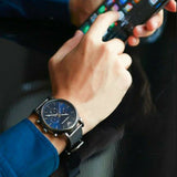 Emporio Armani Chronograph Blue Dial Gun Metallic Mesh Bracelet Watch For Men - AR1979 Authentic Buy Shop Now