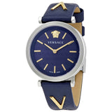 Versace V-Twist Quartz Blue Dial Blue Leather Strap Watch for Women - VELS00119 Authentic Buy Shop Now