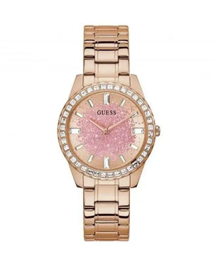 Guess Glitter Diamonds Pink Dial Rose Gold Steel Strap Watch for Women - GW0405L3 Authentic Buy Shop Now