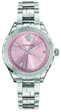 Versace Hellenyium Pink Dial Silver Steel Strap Watch for Women - V12010015 Authentic Buy Shop Now