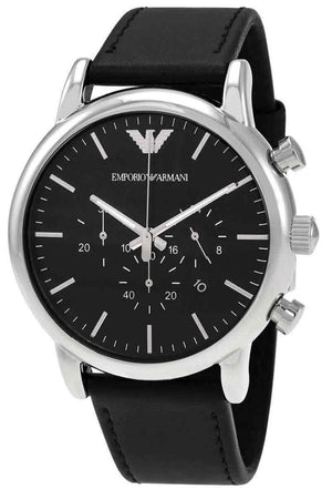 Emporio Armani Luigi Chronograph Black Dial Black Leather Watch For Men - AR1828 Authentic Buy Shop Now