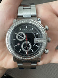 Gucci G Chrono Diamonds Black Dial Silver Steel Strap Watch For Men - YA101324 Authentic Buy Shop Now