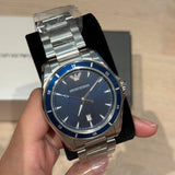 Emporio Armani Sigma Blue Dial Silver Steel Strap Watch for Men - AR11100 Authentic Buy Shop Now