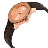 Movado Bold Rose Gold Dial Brown Leather Strap Watch For Women - 3600438 Authentic Buy Shop Now