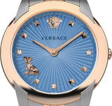 Versace Audrey Quartz Blue Dial Two Tone Steel Strap Watch for Women - VELR00619 Authentic Buy Shop Now