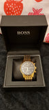 Hugo Boss Navigator Black Dial Gold Steel Strap Watch for Men - 1513531 Authentic Buy Shop Now
