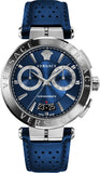 Versace Aion Chronograph Blue Dial Blue Leather Strap Watch for Men - VE1D01220 Authentic Buy Shop Now