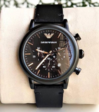 Emporio Armani Dress Chronograph Black Dial Black Leather Strap Watch For Men - AR1918 Authentic Buy Shop Now