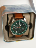Fossil Dillinger Luggage Chronograph Green Dial Brown Leather Strap Watch for Men - FS5734 Authentic Buy Shop Now