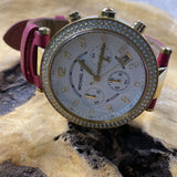 Michael Kors Parker Chronograph White Dial Pink Leather Strap Watch for Women - MK2297 Authentic Buy Shop Now