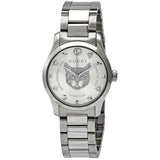 Gucci G Timeless Quartz Silver Dial Silver Steel Strap Watch For Women - YA126595 Authentic Buy Shop Now