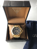 Guess Rigor Analog Black Dial Black Leather Strap Watch For Men - W0040G4 Authentic Buy Shop Now