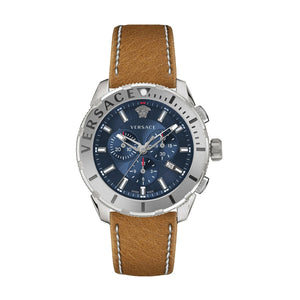 Versace Casual Chronograph Blue Dial Brown Leather Strap Watch for Men - VERG002-18 Authentic Buy Shop Now