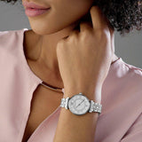 Emporio Armani Gianni T-Bar Mother of Pearl Dial Silver Stainless Steel Watch For Women - AR1908 Authentic Buy Shop Now