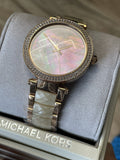 Michael Kors Parker Mother of Pearl Pink Dial Two Tone Steel Strap Watch for Women - MK6492 Authentic Buy Shop Now