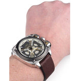 Diesel BAMF Chronograph Beige Dial Brown Leather Strap Watch For Men - DZ7343 Authentic Buy Shop Now