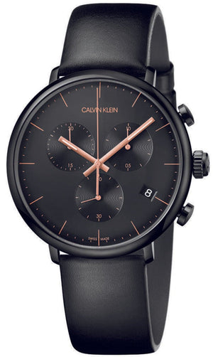 Calvin Klein High Noon Black Dial Black Leather Strap Watch for Men - K8M274CB Authentic Buy Shop Now
