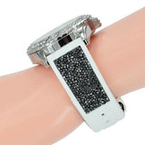 Guess Swirl Quartz Silver Dial White Silicone Strap Watch for Women - W1096L1 Authentic Buy Shop Now