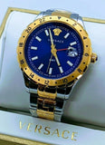 Versace Hellenyium GMT Blue Dial Two Tone Steel Strap Watch for Men - V11060017 Authentic Buy Shop Now