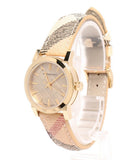 Burberry The City Gold Dial Haymarket Brown Leather Strap Watch for Women - BU9219 Authentic Buy Shop Now
