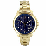 Maserati Successo Chronograph Blue Dial Gold Steel Strap Watch For Men - R8873621021 Authentic Buy Shop Now