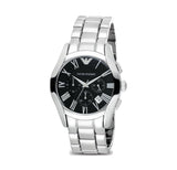 Emporio Armani Valente Chronograph Black Dial Silver Stainless Steel Watch For Men - AR0673 Authentic Buy Shop Now