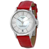 Tissot Chemin Des Tourelles Powermatic 80 Mother of Pearl White Dial Red Leather Strap Watch For Women - T099.207.16.118.00 Authentic Buy Shop Now