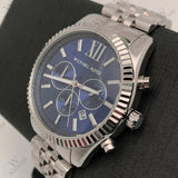Michael Kors Lexington Chronograph Blue Dial Silver Steel Strap Watch for Men - MK8280 Authentic Buy Shop Now